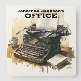 Individuelle Name-Schreibmaschinenbücheruhr Quadratische Wanduhr