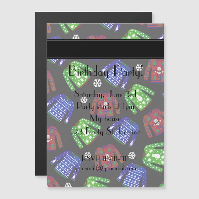 Individuelle Name schwarz hässliche Weihnachtsschw Magneteinladung (Vorne/Hinten)