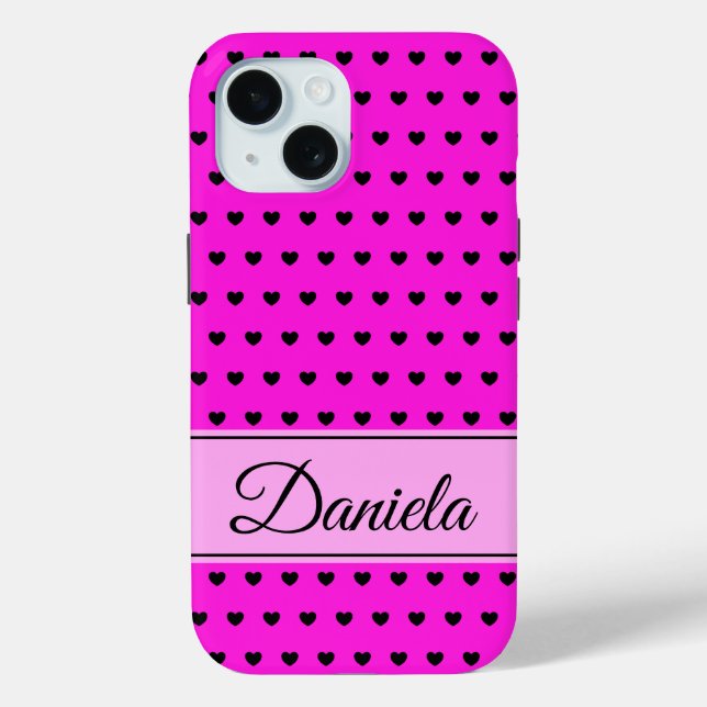 Individuelle Name Schwarz/Rosa Case-Mate iPhone Hülle (Rückseite)