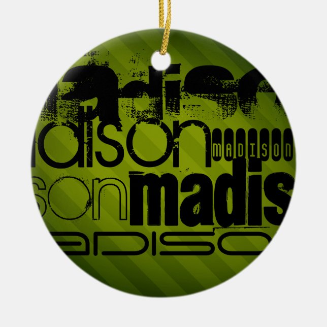 Individuelle Name, Schwarz und Oliven grün Keramikornament (Vorne)