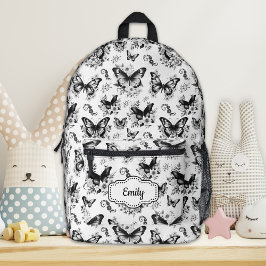 Individuelle Name Schwarz-weiß Butterfly-Backpack Bedruckter Rucksack