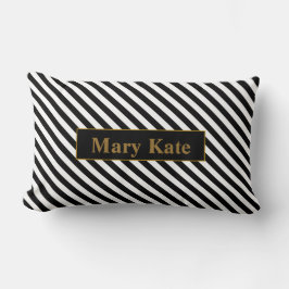 Individuelle Name Schwarz/Weiß Streifen Lendenkissen
