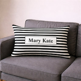 Individuelle Name Schwarz/Weiß Streifen Lendenkissen
