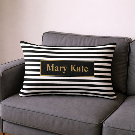Individuelle Name Schwarz/Weiß Streifen Lendenkissen