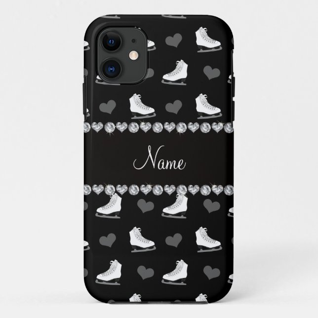 Individuelle Name, schwarze Skate und Herz Case-Mate iPhone Hülle (Rückseite)