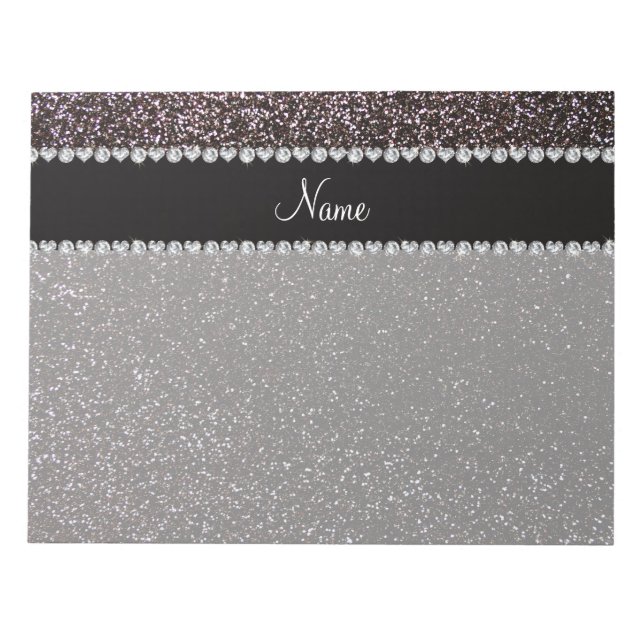 Individuelle Name Schwarzer Glitzer schwarzer Stre Notizblock (Vorderseite)