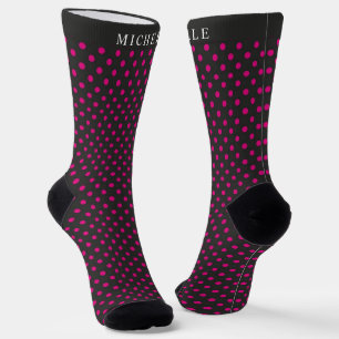 Individuelle Name Schwarzer Hintergrund Rosa Polka Socken