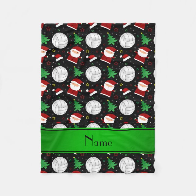 Individuelle Name Schwarzer Volleyball Weihnachtsm Fleecedecke (Vorderseite)
