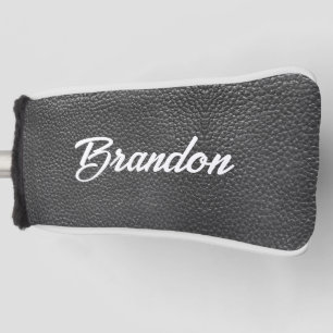 Individuelle Name-Schwarzleder Golf Headcover
