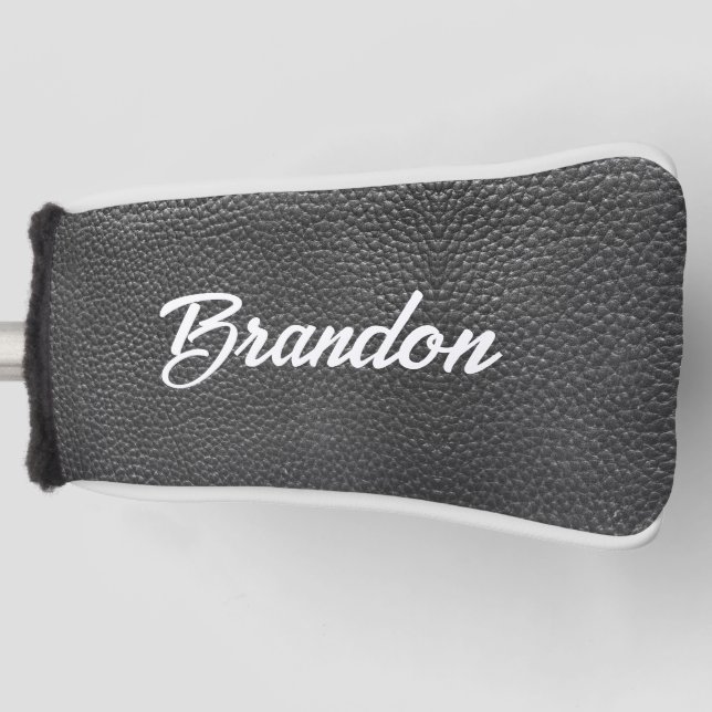 Individuelle Name-Schwarzleder Golf Headcover (Vorderseite)
