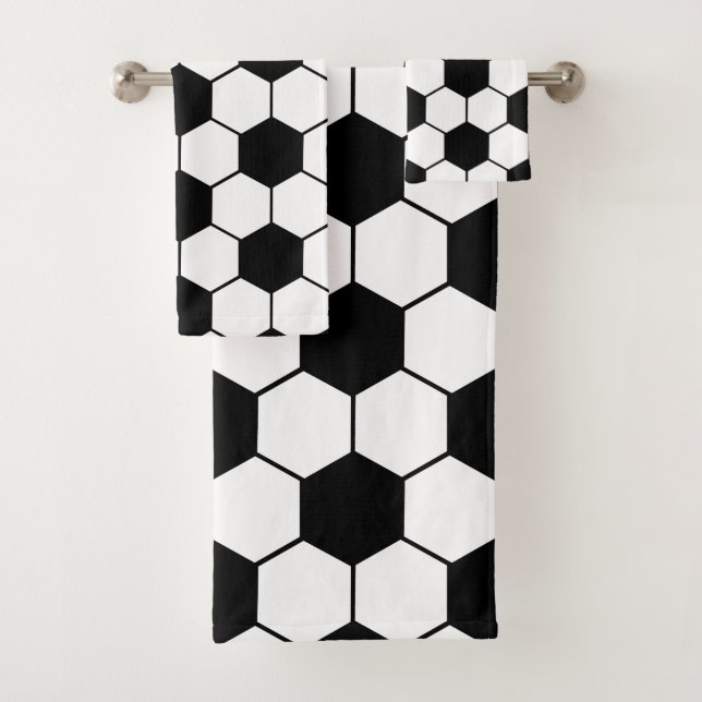 Individuelle Name Schwarzweißball-Muster Badhandtuch Set (Insitu)