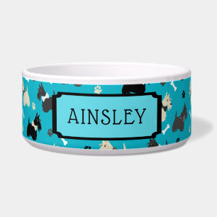 individuelle Name Scottish Terrier Pattern Blue Napf