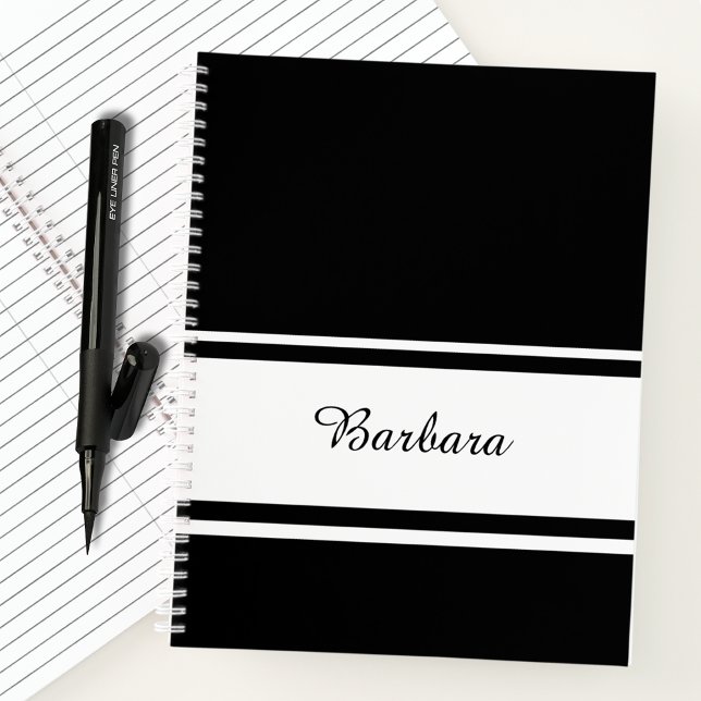 Individuelle Name Script Black/White Office-Gesche Notizbuch (Von Creator hochgeladen)