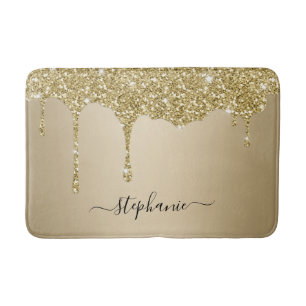 Individuelle Name Script Gold Glitzer Sparkone Badematte