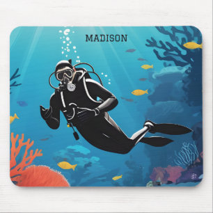 Individuelle Name Scuba Diver Mousepad