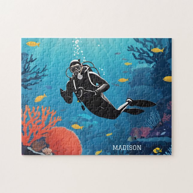 Individuelle Name Scuba Diver Puzzle (Horizontal)