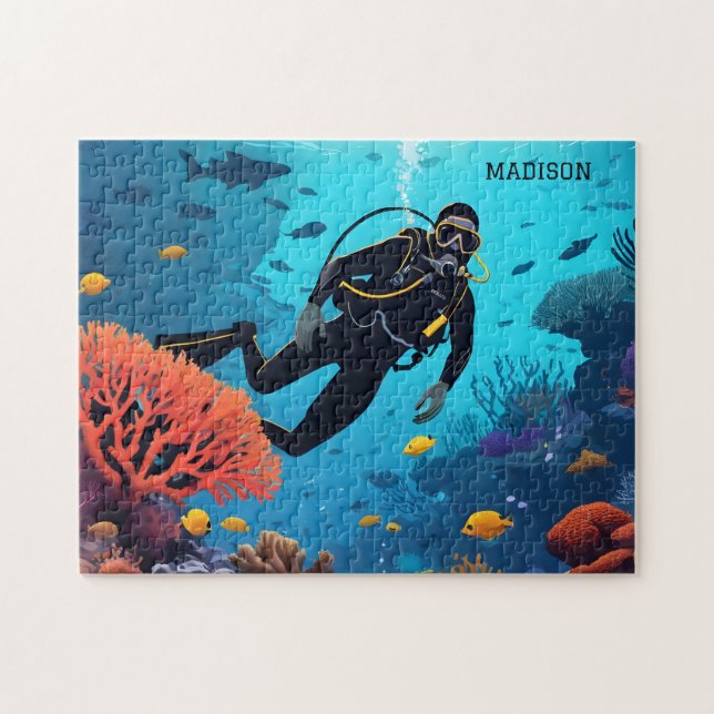 Individuelle Name Scuba Diver Puzzle (Horizontal)
