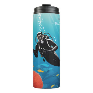 Individuelle Name Scuba Diver Thermosbecher