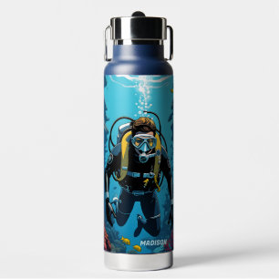 Individuelle Name Scuba Diver Trinkflasche