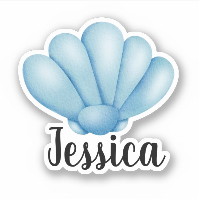 INDIVIDUELLE NAME SEA MUSCHEL AUFKLEBER (Vorderseite)