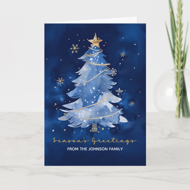 Individuelle Name Season's Greetings Elegant Navy  Karte (Vorderseite)