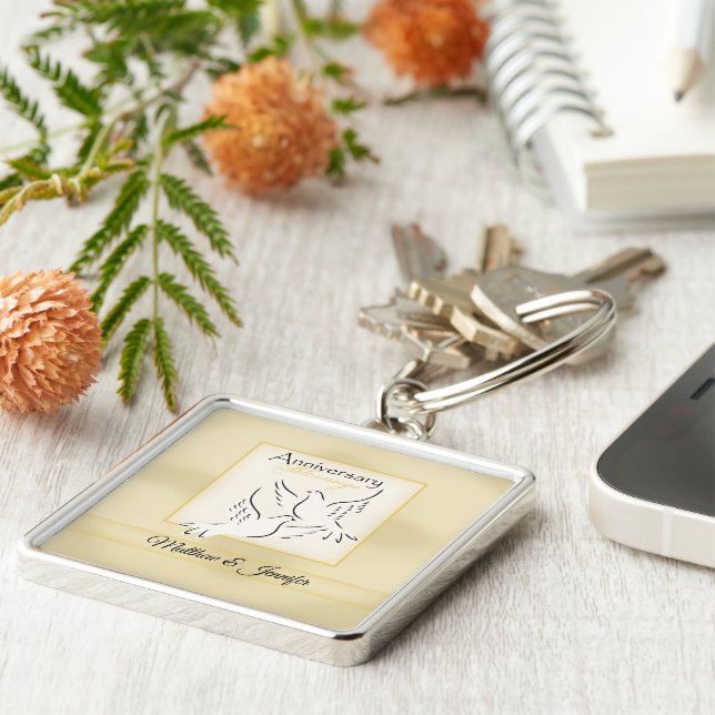 Individuelle Name, Segen zum Jahrestag der Hochzei Schlüsselanhänger (Seite)