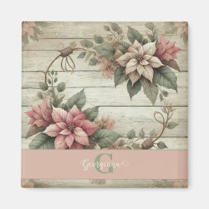 Individuelle Name Shabby Chic Pastel Poinsettias G Magnet