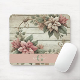 Individuelle Name Shabby Chic Pastel Poinsettias G Mousepad