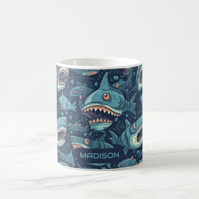Individuelle Name Sharks Muster Kaffeetasse (Mittel)