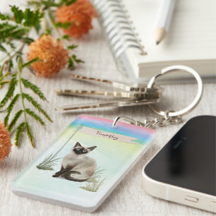 Individuelle Name Siamese Cat Pet Schlüsselanhänger