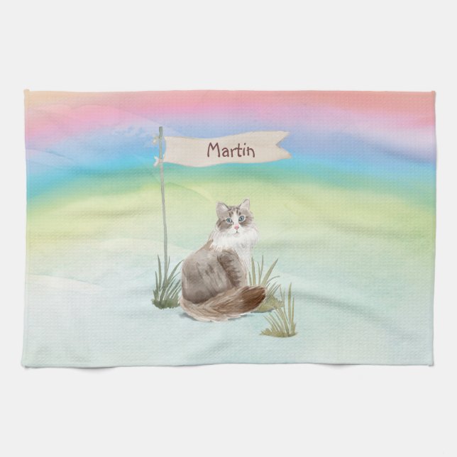 Individuelle Name Siberischer Katzen Geschirrtuch (Horizontal)
