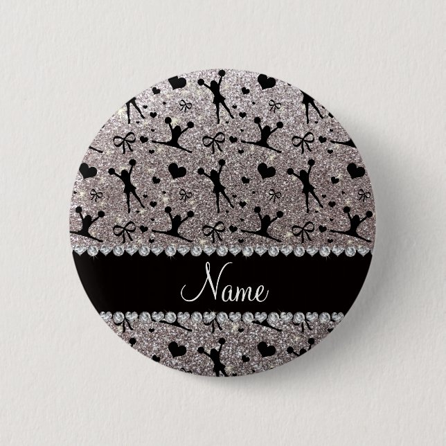 Individuelle Name Silber Glitzer Chefin Button (Vorderseite)