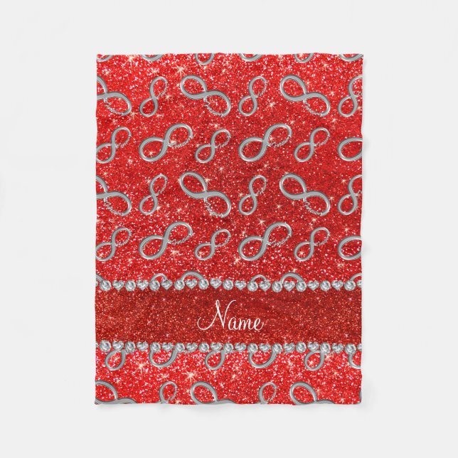 Individuelle Name Silber Unendlichkeit Neonrot Gli Fleecedecke (Vorderseite)