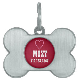Individuelle Name Silver Bone Dog RED Herz Tiermarke