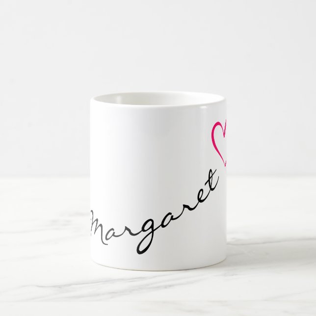 Individuelle Name Simple Calligraphy Pink Heart Ma Kaffeetasse (Mittel)