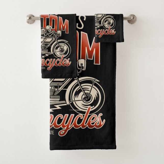 Individuelle Name Skeleton Motorrad-Shop Badhandtuch Set (Insitu)