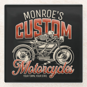 Individuelle Name Skeleton Motorrad-Shop Glasuntersetzer