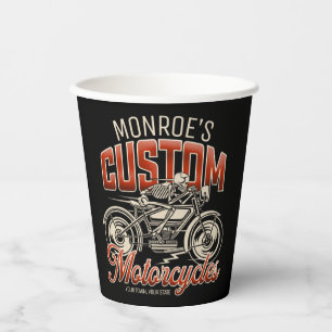 Individuelle Name Skeleton Motorrad-Shop Pappbecher