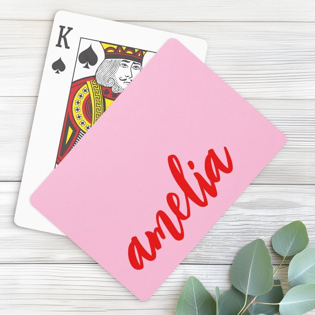Individuelle Name-Skript fett rosa und rot Spielkarten (Custom name script bold pink and red poker cards)