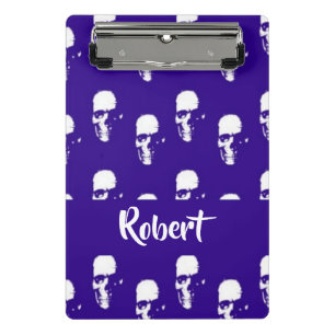 Individuelle Name-Skulpturen auf blau Mini Klemmbrett