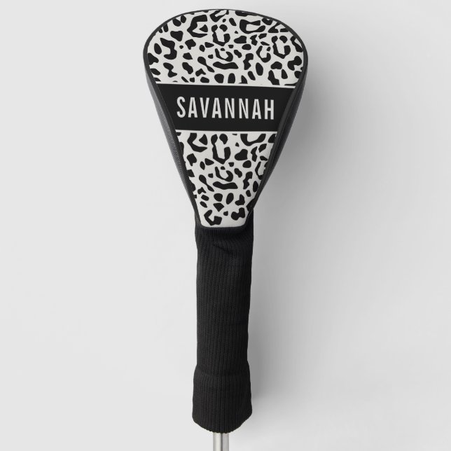 Individuelle Name Snow Leopard Tierdruckmuster Golf Headcover (Vorderseite)