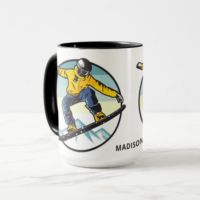 Individuelle Name-SNOWBOARD-Tasse Tasse (Vorderseite Links)