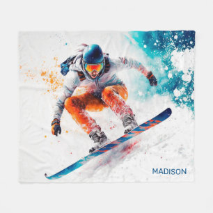 Individuelle Name Snowboarder Illustration Fleecedecke