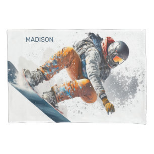 Individuelle Name Snowboarder Illustration Kissenbezug