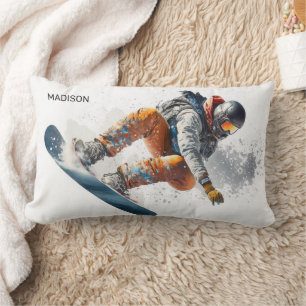 Individuelle Name Snowboarder Illustration Lendenkissen