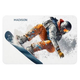 Individuelle Name Snowboarder Illustration Magnet