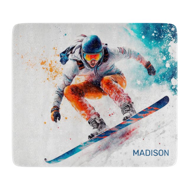 Individuelle Name Snowboarder Illustration Schneidebrett (Vorderseite)
