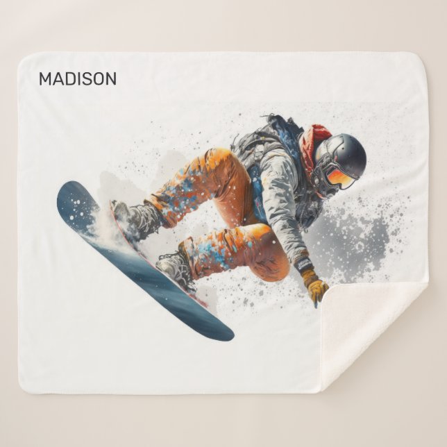 Individuelle Name Snowboarder Illustration Sherpadecke (Vorderseite (Horizontal))