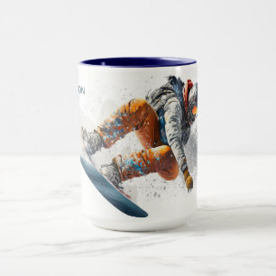 Individuelle Name Snowboarder Illustration Tasse