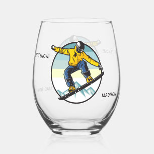 Individuelle Name Snowboarder Weinglas Ohne Stiel